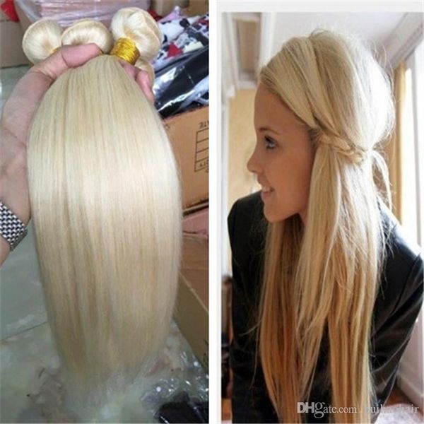 

8a platinum blonde straight hair,613 brazilian hair 3 bundles,mixed length 8-30inch,unprocessed human hair weave wefts, Black;brown