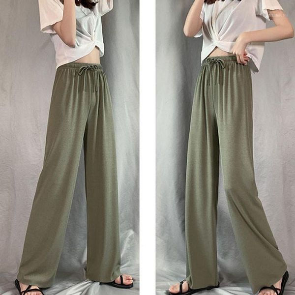 

thin wide leg pants female summer 2020 new high waist pants loose straight tube mopping casual black trousers women1, Black;white