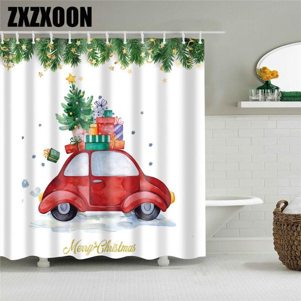

european style christmas bathroom shower curtain snowman snowflake christmas trees deer bath curtain frabic polyester with hooks
