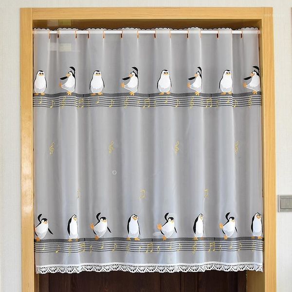 

half curtain cotton cabinet curtain lace embroidery hem lovely penguins christmas cupboard for kitchen door1