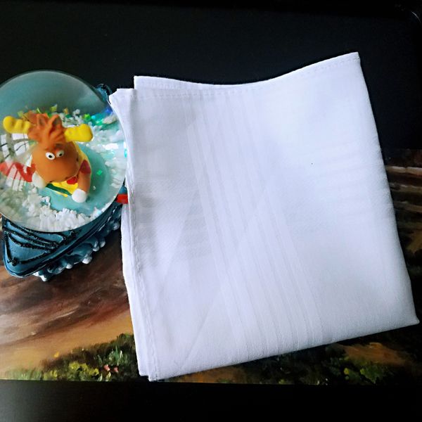 

pcs/lot 100% cotton solid white 5 handkerchief pocket square men hanky 40cm*40cm stripe