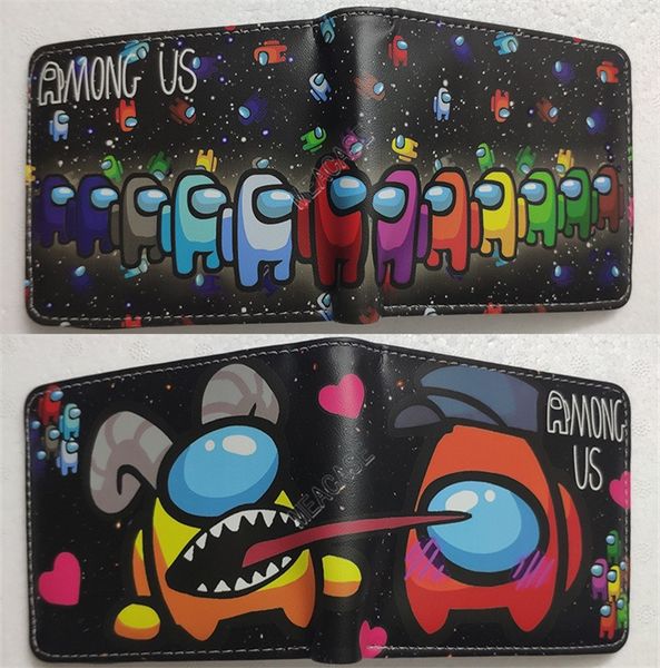 

game among us wallet folded purses card slot holder wallets 42 styles cute cartoon anime pu leather coin purse billfold money clip d120802, White