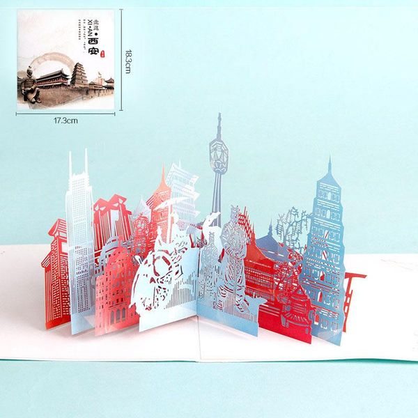 

3d laser cut handmade color print china shanghai beijing hongkong greeting card business tourism creative gift travel souvenir bbyjnq