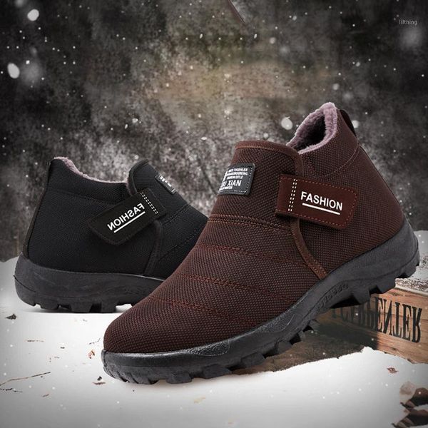 

men winter men's winter shoes solid color outdoor plush snow boots warm waterproof ski boots size 39-441, Black