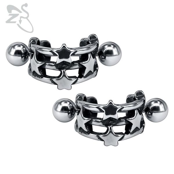 

hoop & huggie zs punk style men's 316l stainless steel earrings hip hop star earring for men women vintage biker jewelry accessoires 20, Golden;silver