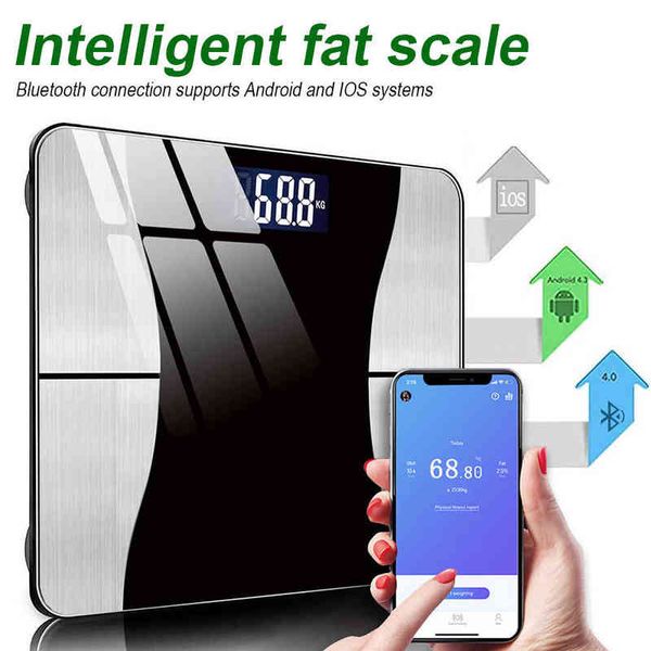 Bluetooth Body Balas Smart Digital Escala Body Composição Bathroom Scale para BMI BFR Muscle Muscle Mass Analisador H1229