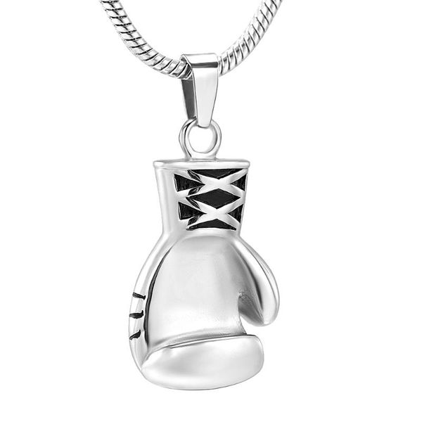 

ijd10530 glove shape stainless steel cremation necklace memorial ashes keepsake urn pendant jewelry for men, Silver