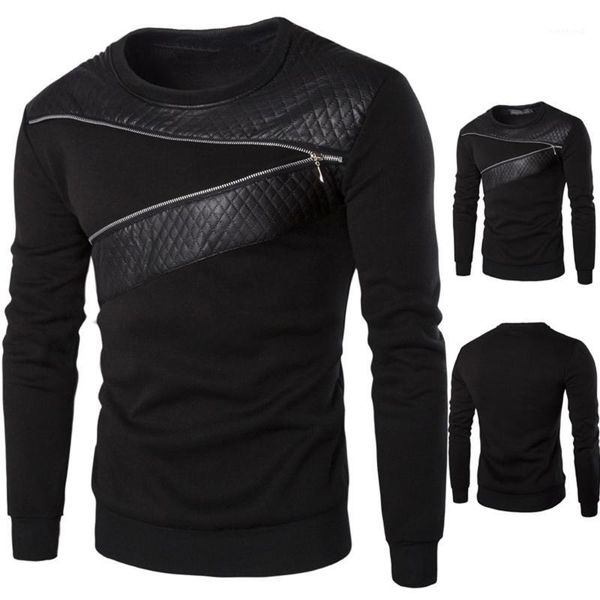 

men winter warm slim sweatshirt casual plus size splicing leather sweatshirt coat jacket pu leather outwear black d.181