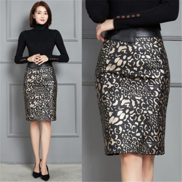 

2020 новая мода подлинная настоящая овечья кожаная юбка k12, Black