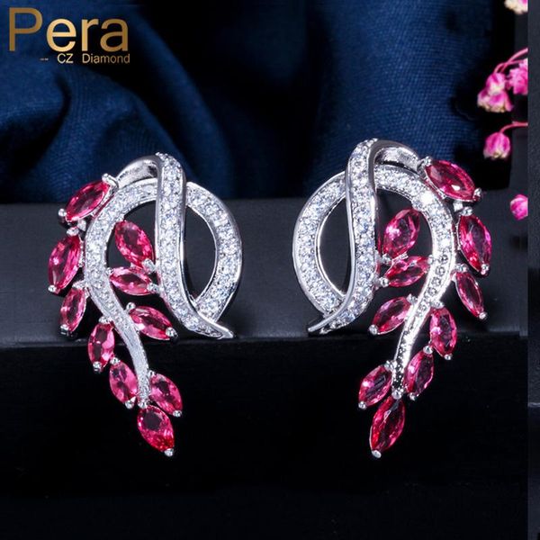 

pera romantic femme party droping ухо ювелирные изделия серебро цвет большие серьги с высоким качеством роза красная кубическая zironia ston, Golden;silver