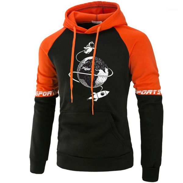 

astronaut cartoon moon hooded male raglan hip hop harajuku streetwear autumn loose casual hoodies men fashion fleece sportswear1, Black