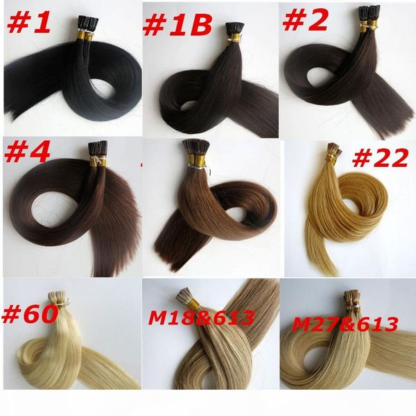 

pre bonded i tip brazilian human hair extensions 100g 100strands 18 20 22 24inch straight indian hair products more colors, Black