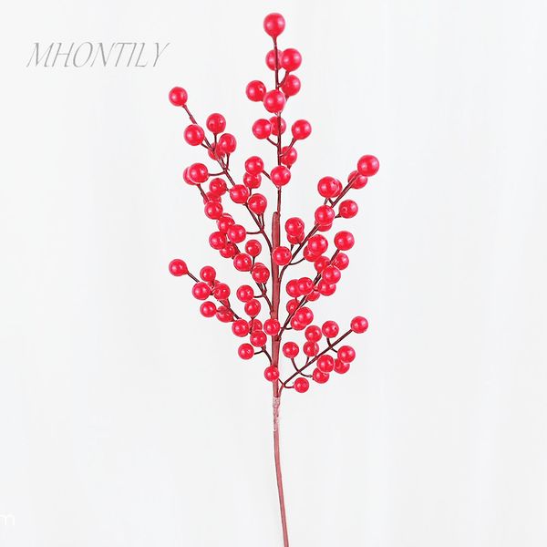 

5 pcs artificial red berry plants for christmas decoration foam fruit fake plants home decoration accessories floral wreath
