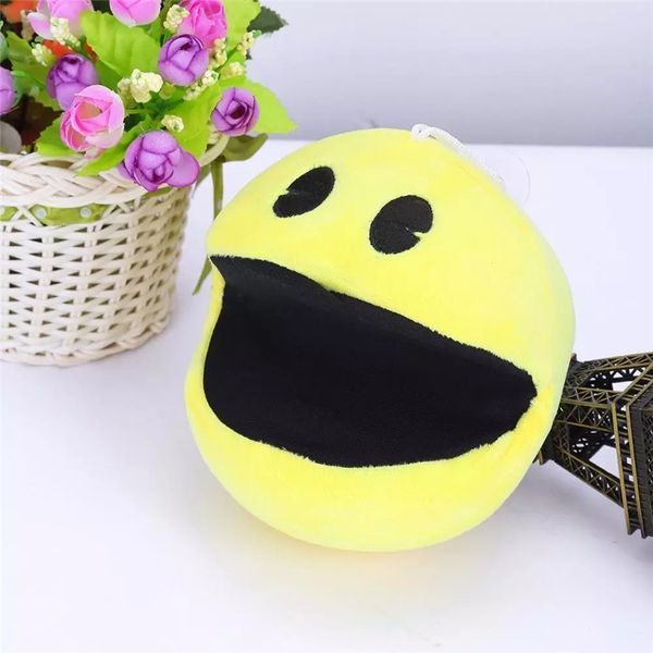 

1pc 14cm cute plush doll yellow smiling face expression ball pacman stuffed toy for kids baby birthday christmas gift
