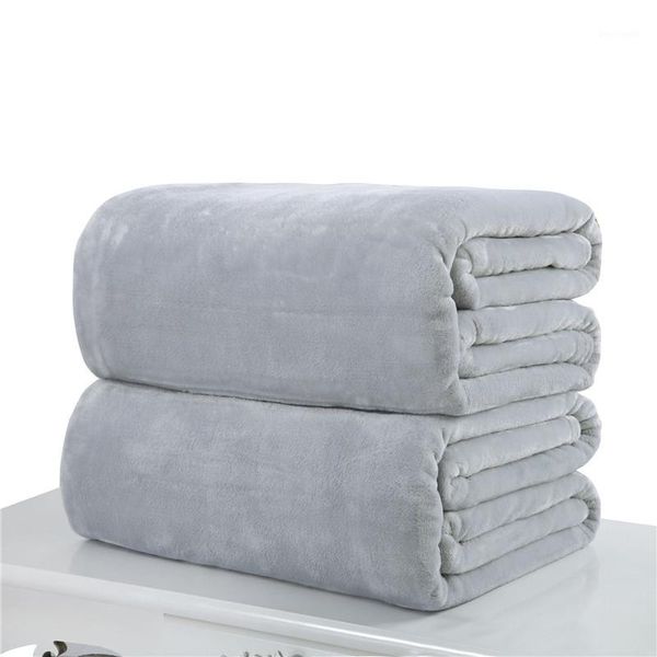 Atacado- 10 Solid Flannel Cobertor Sofá / Bedding Jogos macios Polidos Poliéster Primavera / Outono Folha Ajuda Quente 70 * 100CM100 * 150cm150 * 200cm1