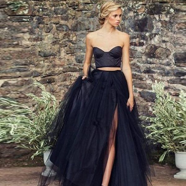 

new design tulle skirts womens fashion elastic high waist mesh tutu split pleated long skirts long skirt saias faldas, Black