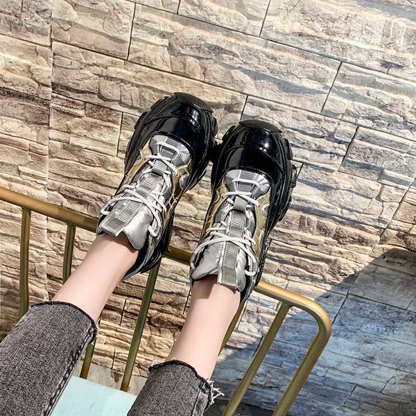 

spring 2021 women's raised gross student sports fire red shoes in tide 1 hd68, Black