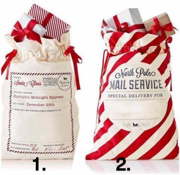 

heavy gift large organic christmas canvas drawstring bag with reindeers santa claus sack bags for kids sn528