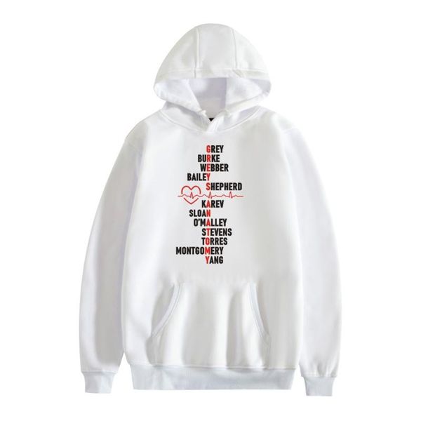 

2020 grey's anatomy hoodies sweatshirts fashion men/women white sweatshirt mens long sleeve print hoodie street pullover, Black
