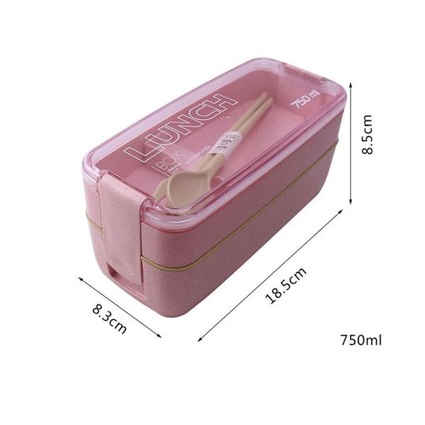 

750ml wheat straw bento boxes microwave dinnerware food storage container lunchbox organizer 2 layer lunch box healthy material jlljxk