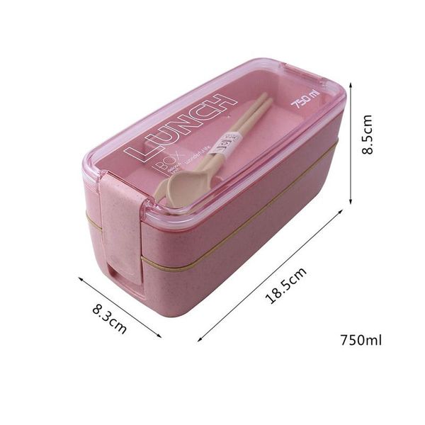 

750ml wheat straw bento boxes microwave dinnerware food storage container lunchbox organizer 2 layer lunch box healthy material jlljxk
