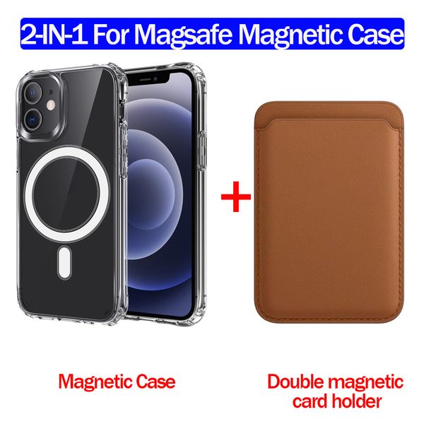 

transparent magnetic case + upgrade wallet card bag for iphone 12 pro max mini magsafing magnet for iphone 11 pro xs max x xr