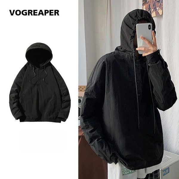 

men's jackets spring 2021 men pollover casual hooded coats bomber jacket korean fashion black khaki male outwear hoody, Black;brown