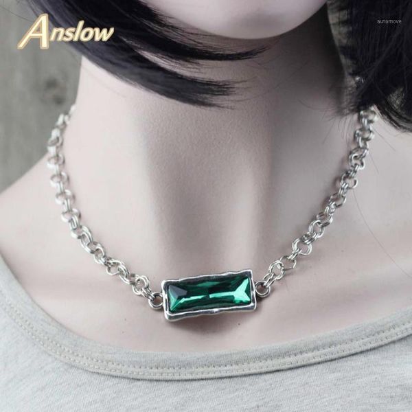 

anslow trendy sale creative design fashion jewelry 45cm length chain crystal chokers necklace for elegant women lady low0081an1, Golden;silver
