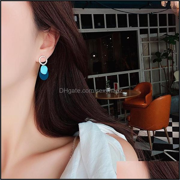 

charm earrings jewelry korean blue geometric acrylic resin drop for women statement round square dangle 2021 fashion brincos delivery ejppl, Golden