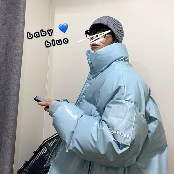 

2021 new privathinker men's streetwear oversize bright leather parkas men thicken warm winter jackets coat male windbreaker parka fw8h, Black