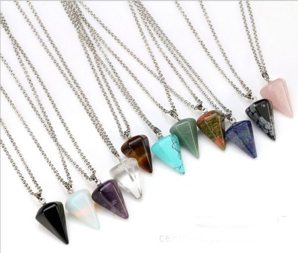 

rose crystals 11 styles amethyst pendant quartz bead chakra healing point women men natural stone pendants necklacesssx6
