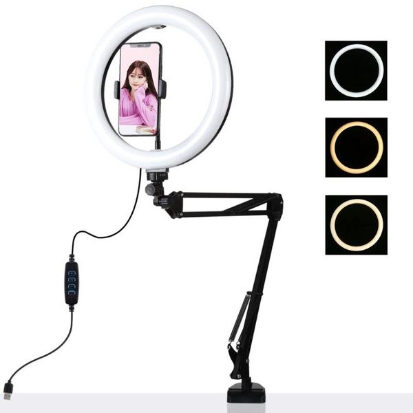 

flash heads deskmetal foldable mount holder lazy bracket stands tripod with led ring light lamp for live blogger video recording