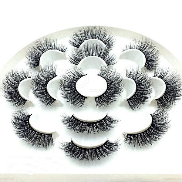 

mink eyelashes natural false eyelashes long eyelash extension faux fake eye lashes makeup tool 7 pairs/set wholesale