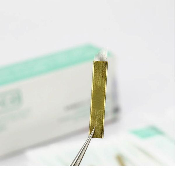 

100 pcs 14 pin permanent makeup eyebrow tatoo blade microblading needles for 3d embroidery manual ta qylziw