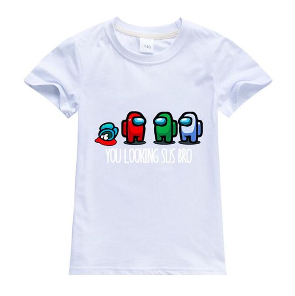 

new game among us cartoon t shirt for kids summer tees boys girls funny tshirt cute children clothing, Blue