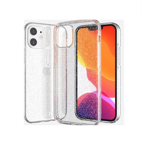 Bling glitter sparkle clear híbrido pc tpu tpu telefone caso para iphone 12 mini 11 pro max xr xs x 7 8