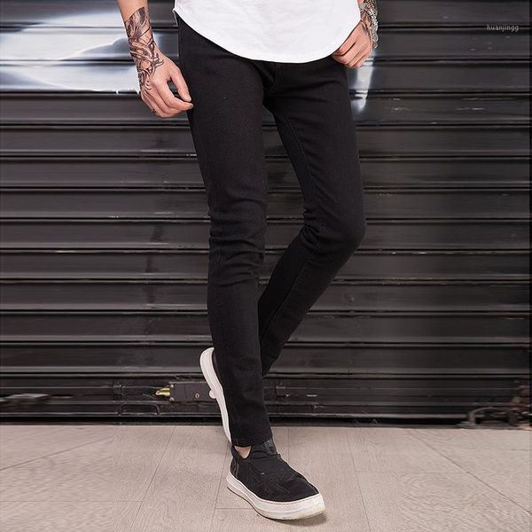 

2020 knees tight black jeans ripped jeans elastic boy small men's cultivate morality1, Blue