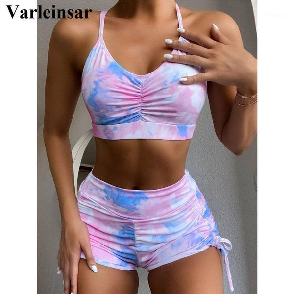 

2020 new tie dye female swimsuit high waist bikini women swimwear two-pieces bikini set bather bathing suit wear sportwear v23141, White;black