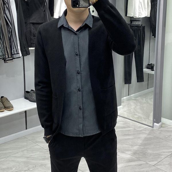 

men's sweaters korean style man casual loose harajuku winter cardigan knitted oversized pull hiver clothing db60my, White;black