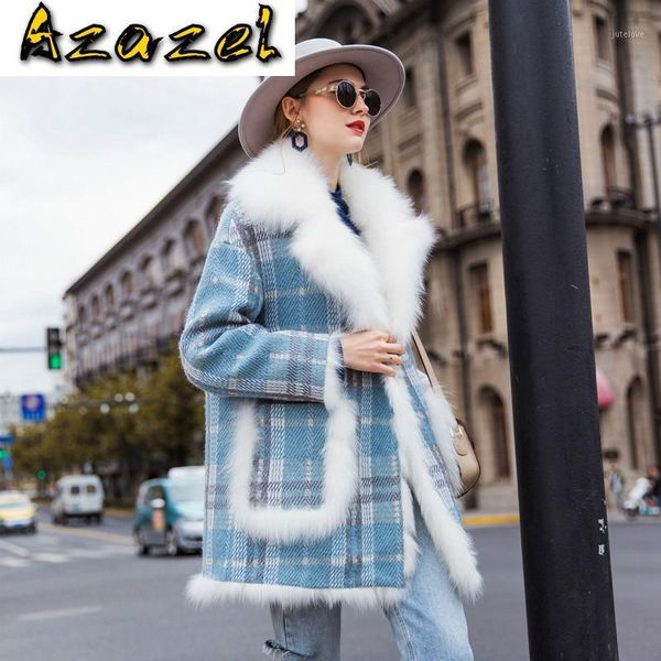 

autumn winter real women clothes 2020 korean women's coat fur collar 100% wool jacket chaqueta mujer zt30751, Black