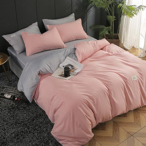 

bedding sets 2021 luxury silk set embroidery double-sided high-end 60 tencel pure color sheet quilt home textiles washed 3/4pcs