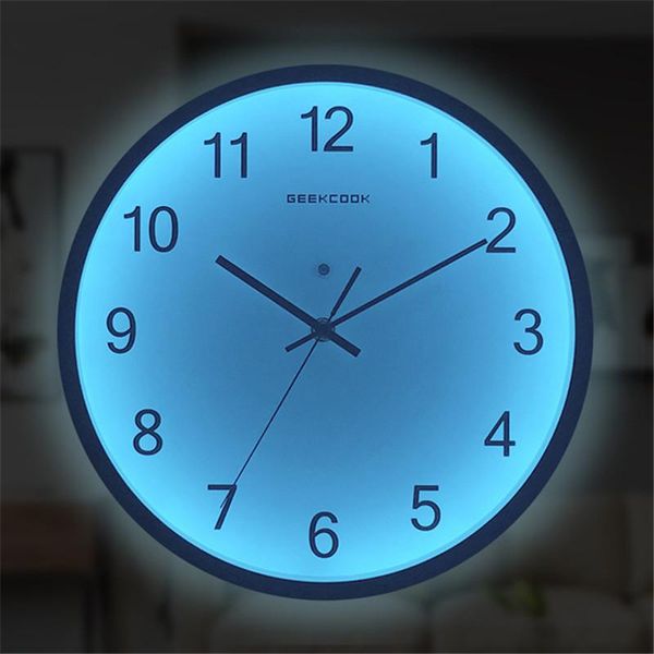 

wall clocks 12inch art clock luminous hanging quiet dark glowing modern watches decoration for living room led watch