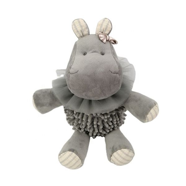 

oaini chenille grey hippo plush toy doll profsional children's gift