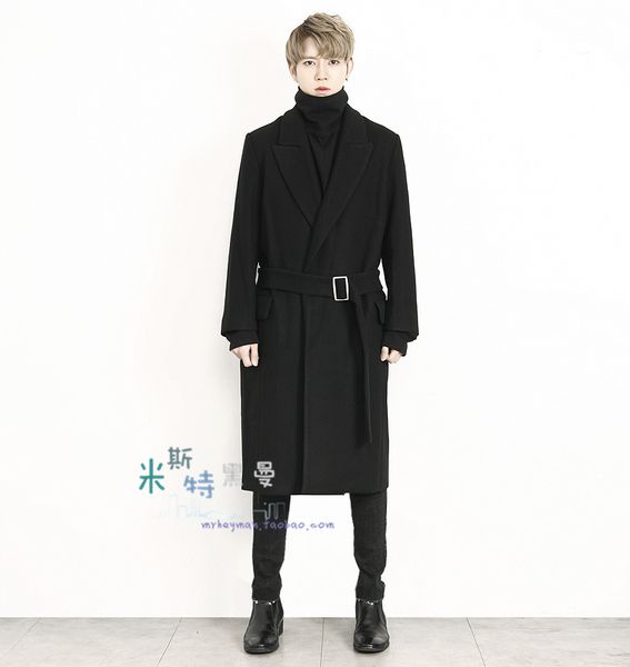 

2021 Men Women Winter New Europe in United States Long Released with Belt Korean Version of Wool Coat. S-6xl 7NCR, Black