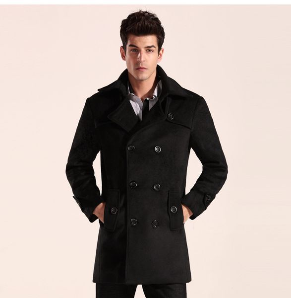 

brand autumn and winter men's jackets woolen overcoat for male casual jacket outer wear clothing garment kg-363, Black