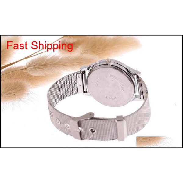 

new women men couple silver watch stainless steel band watch man a qylidq mj_fashion