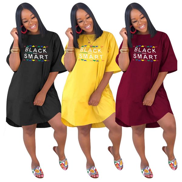 

women letter irregular tshirt dress short sleeve crew neck summer dresses ladies plus size clothes, Black;gray
