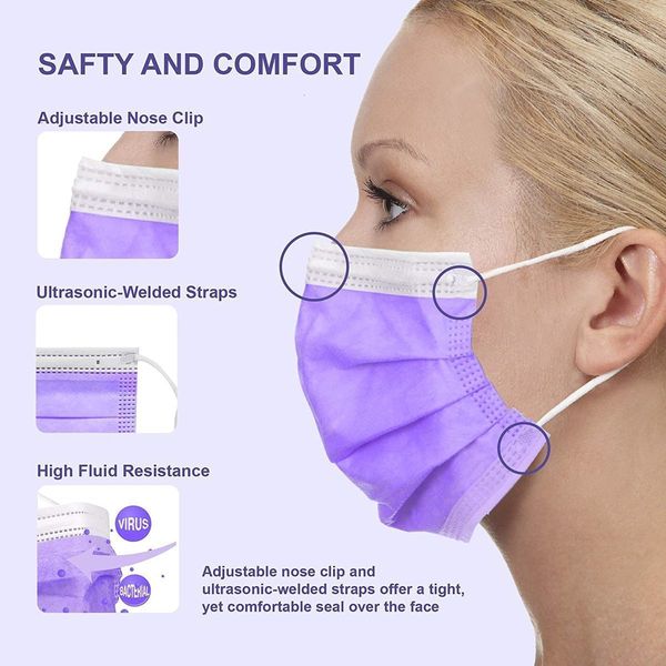 

pac-dent level imask face disposable astm premium 3 masks, 50-pack, lavender