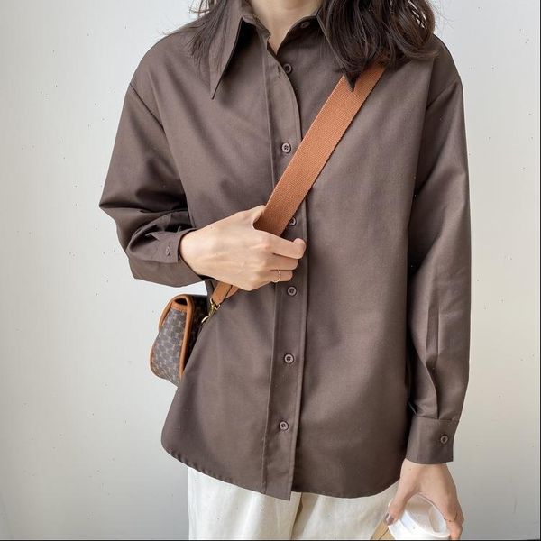 

2021 women spring blouse long sleeve boyfriend style womens and blouses vintage women shirts blusas roupa feminina, White