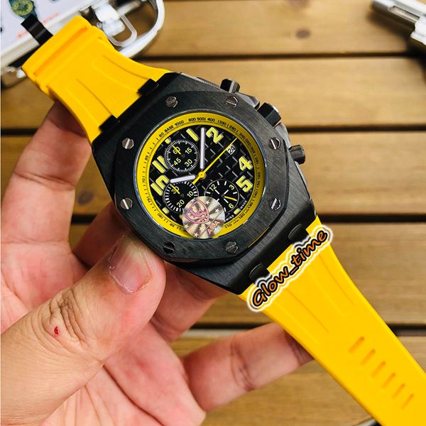 

ls quality offshore black date dial automatic 26176fo.oo.d101cr.02 sapphire mens watch black steel case rubber strap designer watches, Slivery;brown